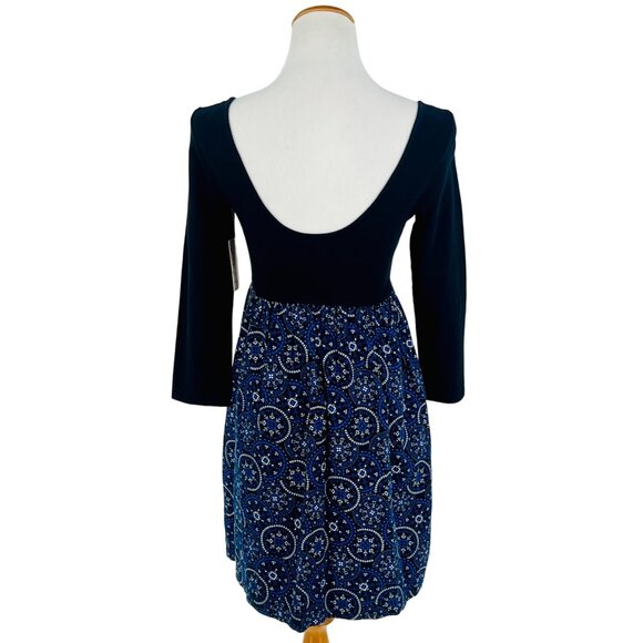 NWT Free People Black & Blue Paisley Print Crochet Lace Beaded Scoop Neck Dress - Picture 9 of 14